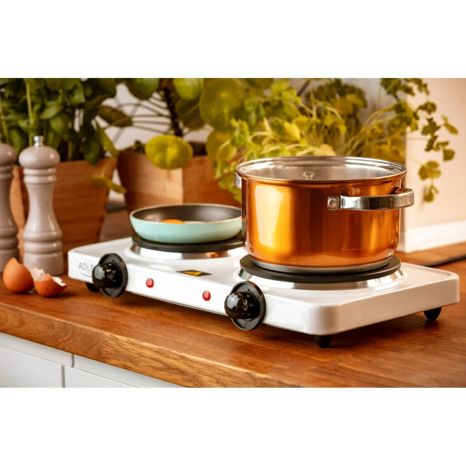 Adler AD 6504 Electric Hot Plate  Stove Cooker 2500W 2-Burner 1000W   1500W Mini Portable