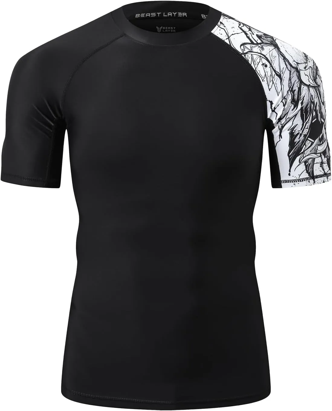 ADOREISM Men's Rash Guard Short Sleeve Quick-Dry UPF 50  Sun Protection Compression Swim Shirts for Men