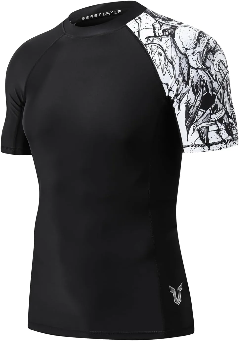 ADOREISM Men's Rash Guard Short Sleeve Quick-Dry UPF 50  Sun Protection Compression Swim Shirts for Men