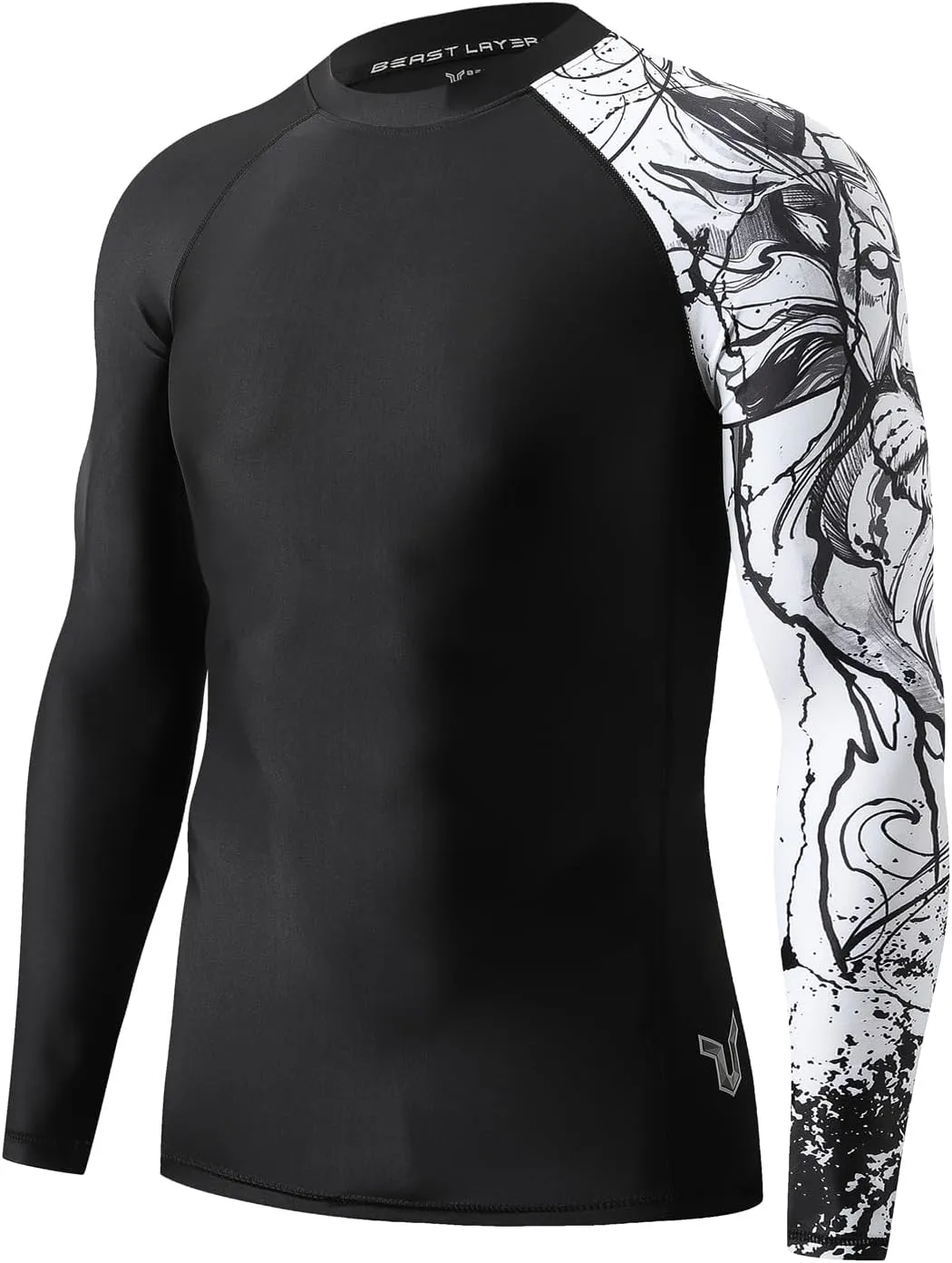 ADOREISM Quick-Dry Men's Long Sleeve Rash Guard UPF 50  Compression Swim Shirt