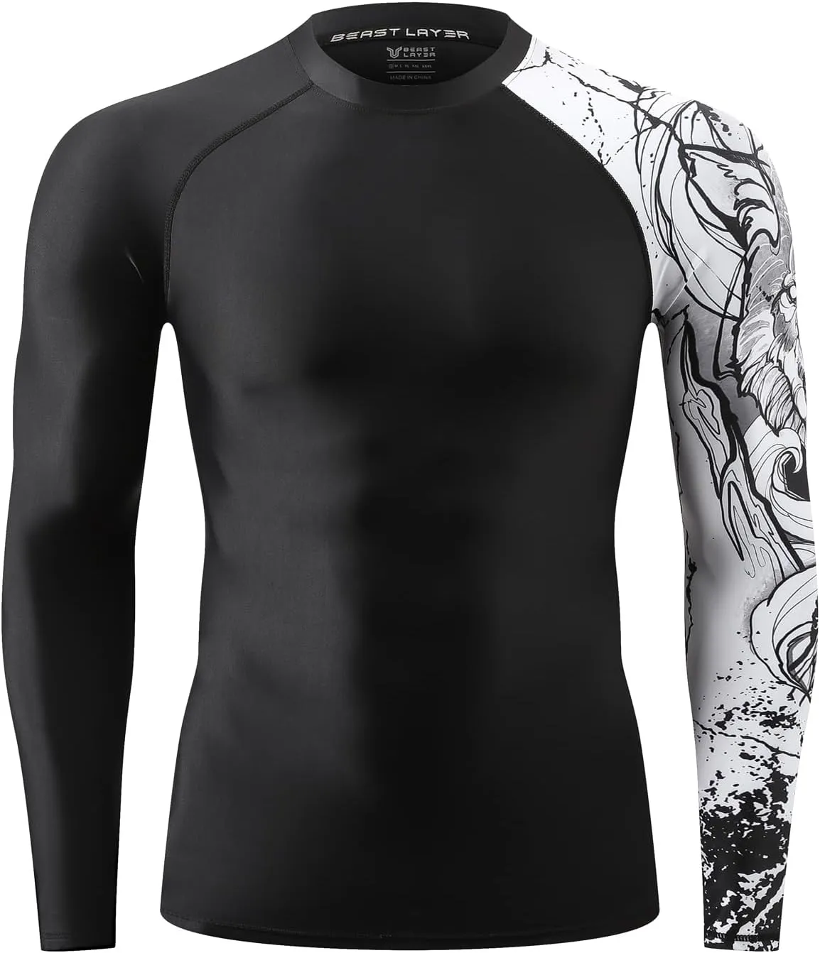 ADOREISM Quick-Dry Men's Long Sleeve Rash Guard UPF 50  Compression Swim Shirt