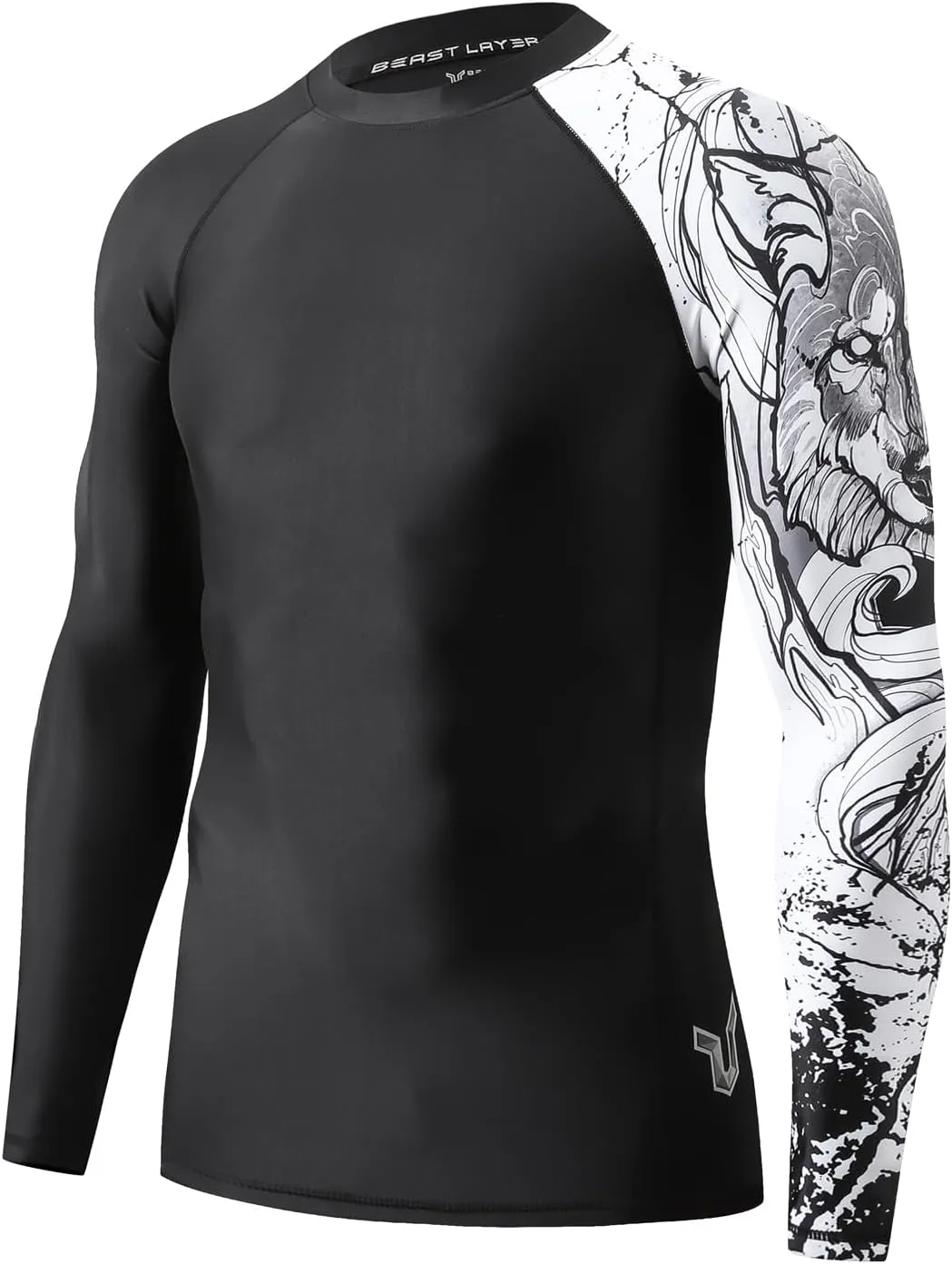 ADOREISM Quick-Dry Men's Long Sleeve Rash Guard UPF 50  Compression Swim Shirt