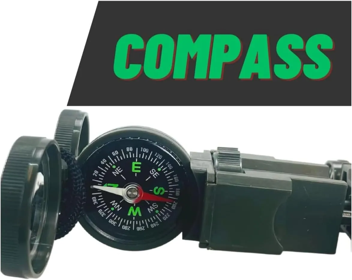 ADROIT (4 Pack) Kid's Multi-Function Survival Tool | 1.25" (3.2 cm) Compass & Signal Mirror | Compact Binoculars | Perfect for Hiking, Camping & Scouting | with Nylon Lanyard