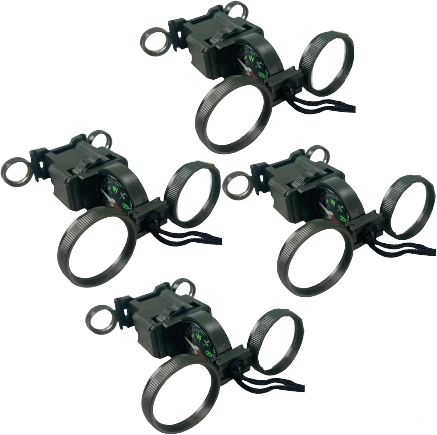 ADROIT (4 Pack) Kid's Multi-Function Survival Tool | 1.25" (3.2 cm) Compass & Signal Mirror | Compact Binoculars | Perfect for Hiking, Camping & Scouting | with Nylon Lanyard