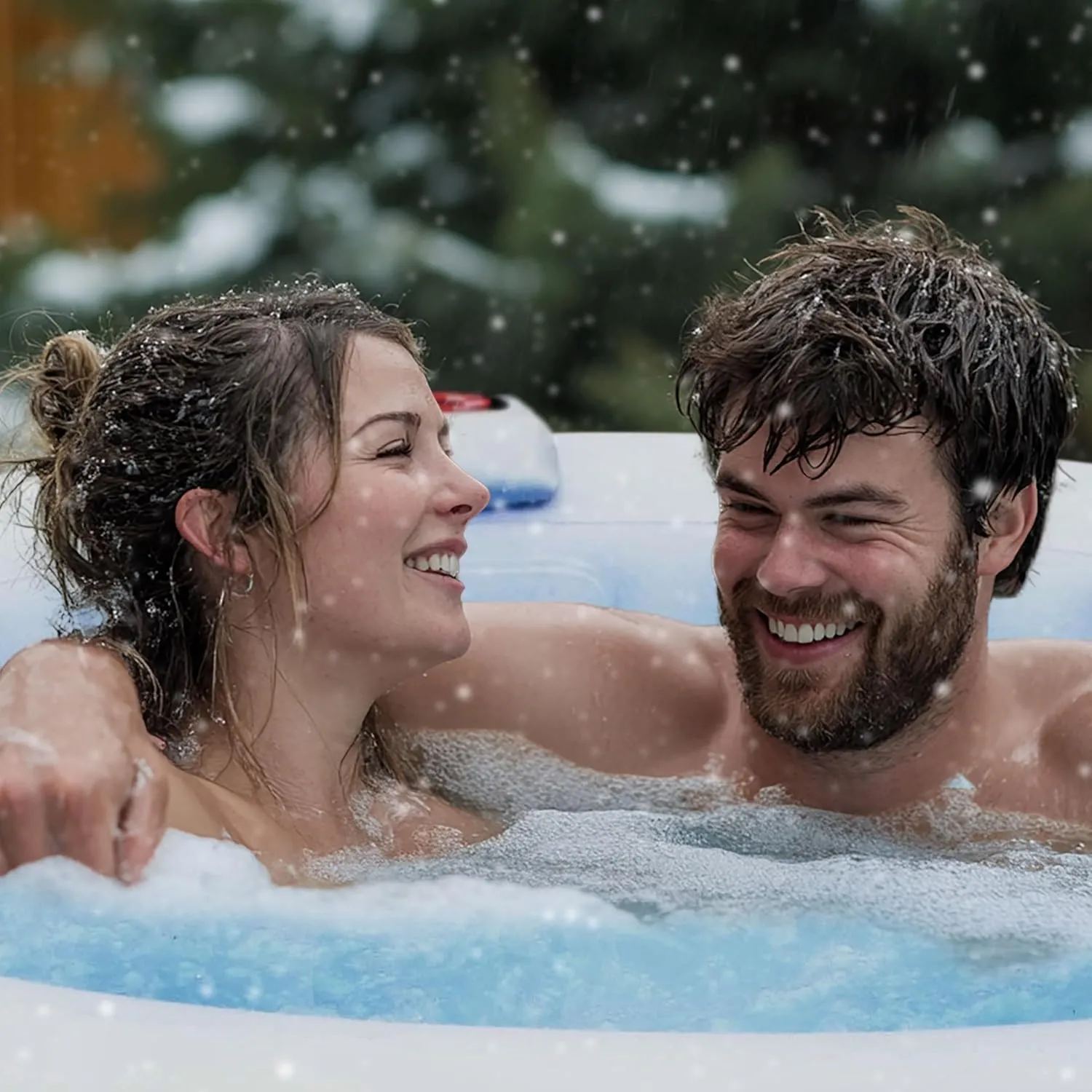 ALEKO Inflatable Hot Tub Spa | Personal High Powered Jetted Bubble | 265 Gallon | Black and White | HTIR6BKW