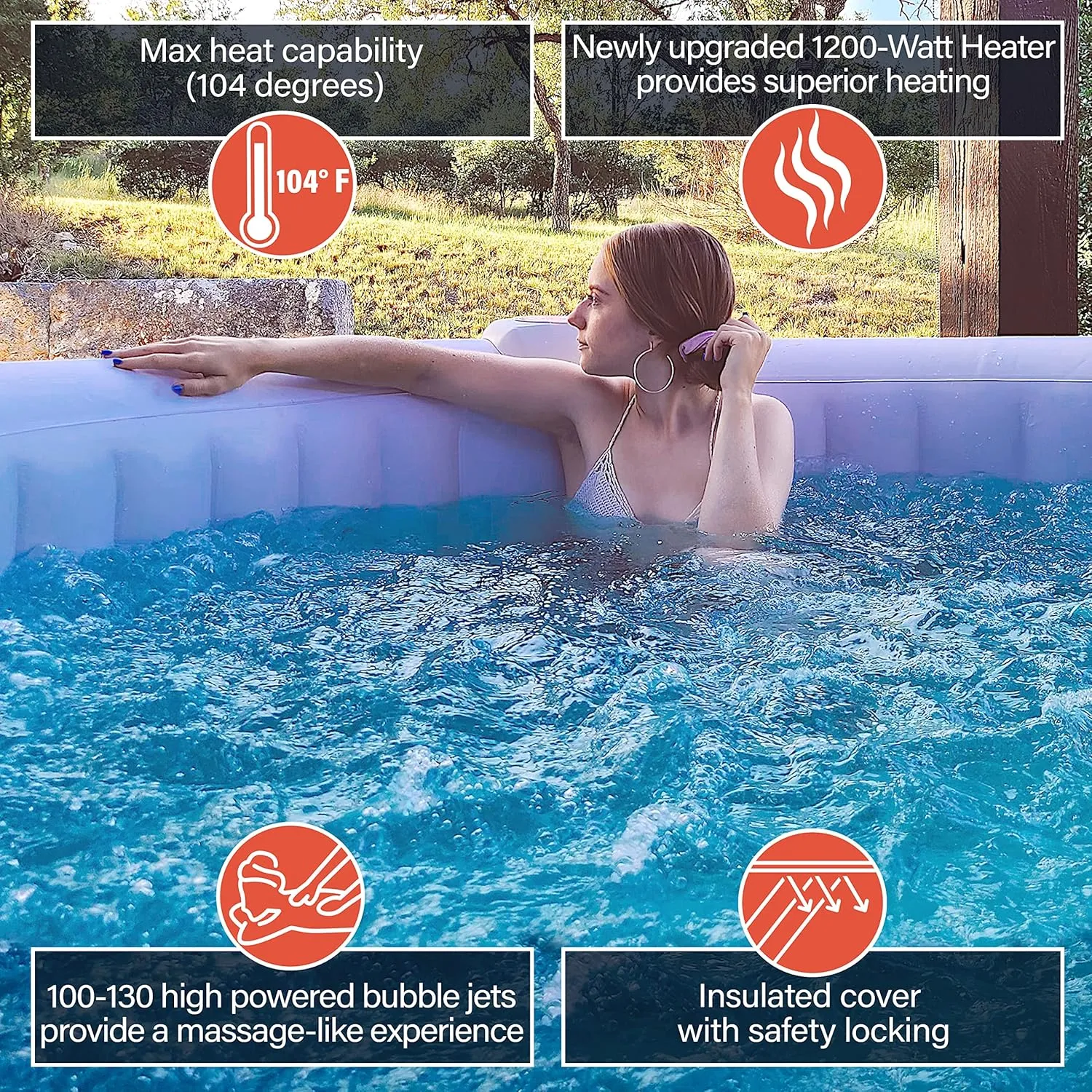 ALEKO Inflatable Hot Tub Spa | Personal High Powered Jetted Bubble | 265 Gallon | Black and White | HTIR6BKW