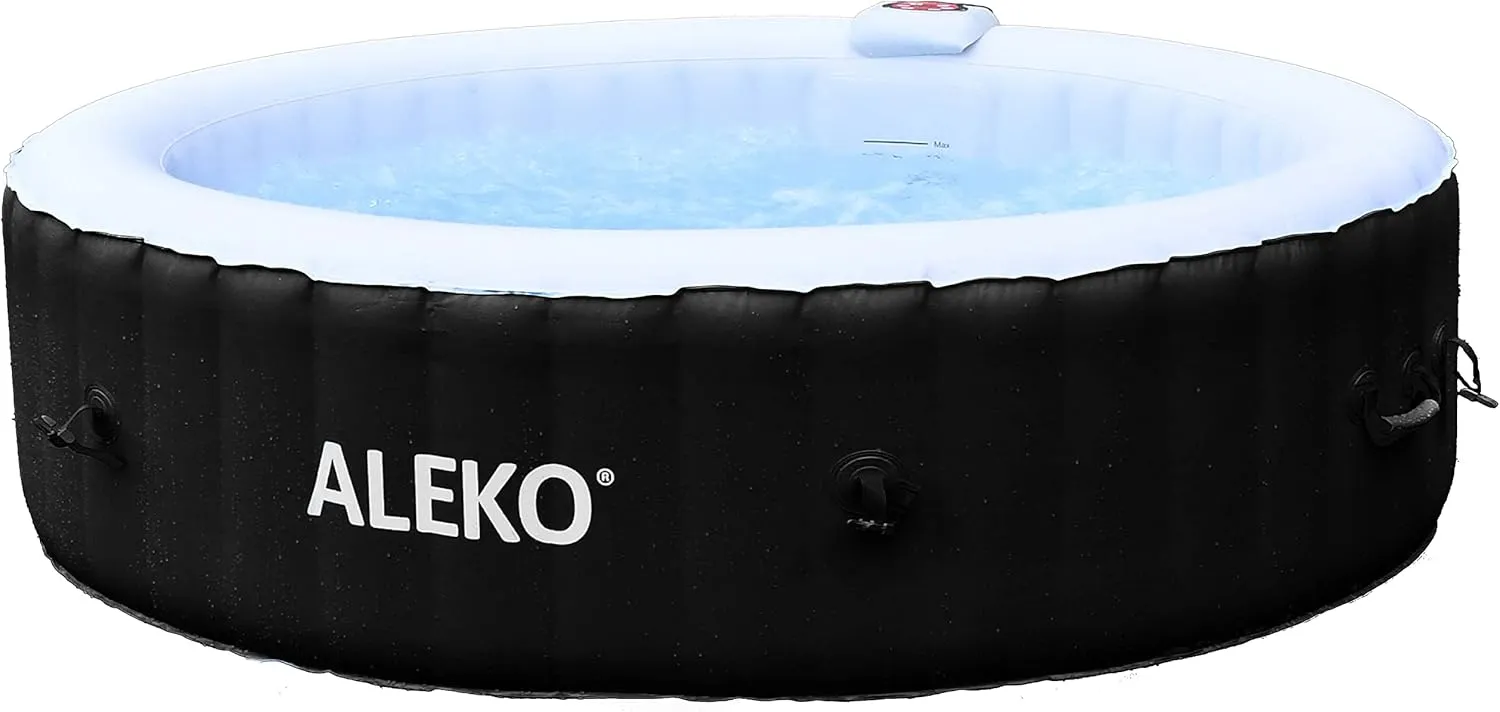 ALEKO Inflatable Hot Tub Spa | Personal High Powered Jetted Bubble | 265 Gallon | Black and White | HTIR6BKW