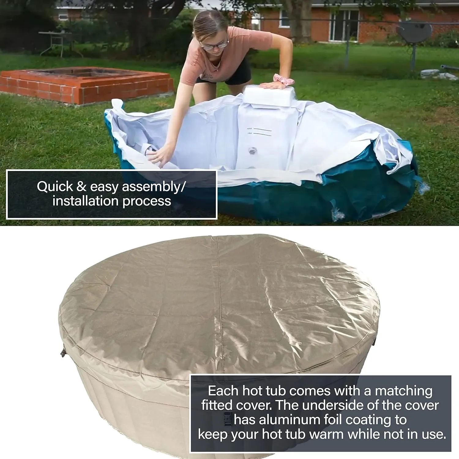 ALEKO Inflatable Hot Tub Spa | Personal High Powered Jetted Bubble | 265 Gallon | Brown and White | HTIR6BRW