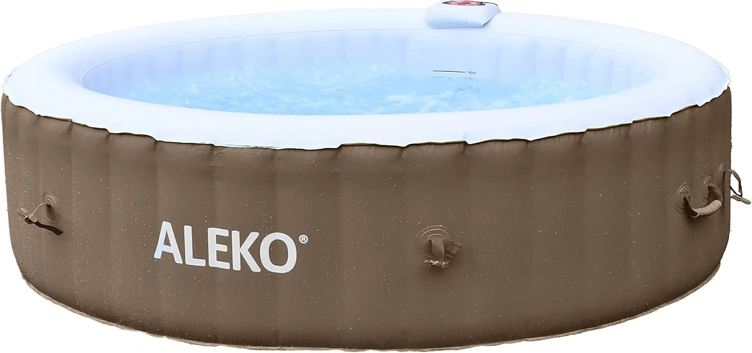 ALEKO Inflatable Hot Tub Spa | Personal High Powered Jetted Bubble | 265 Gallon | Brown and White | HTIR6BRW