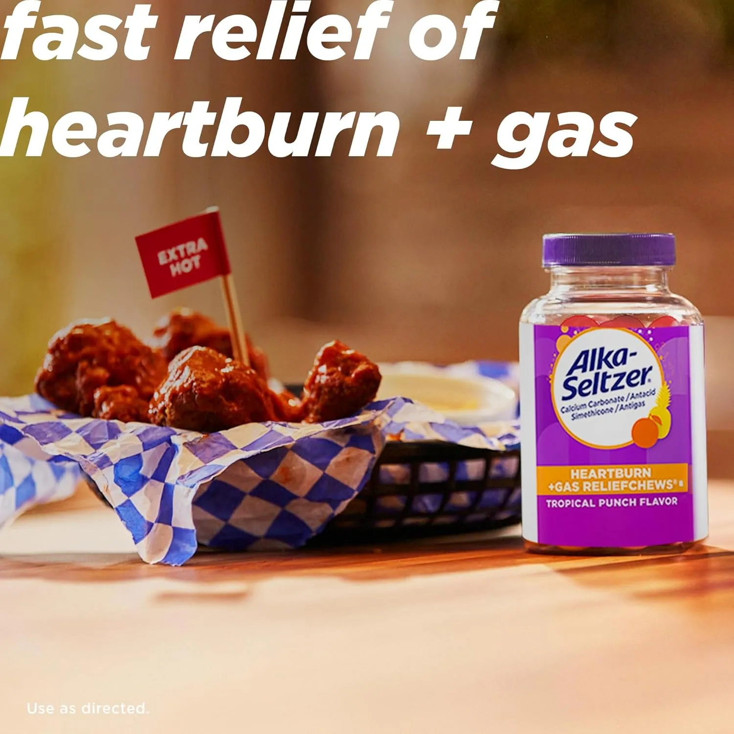 Alka-Seltzer Heartburn Gas ReliefChews, Fast Antacid   Antigas Relief from Heartburn, Bloating, and Pressure, Fast Acting, Tropical Flavored Heartburn Medicine, 180 Ct (Package May Vary)