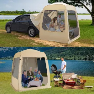 All Weather Camping Screen Tent/SUV Tent, Outdoor Pop Up Tent for Camping with Shelter Mesh & Waterproof PVC, Instant Tent Screen House Portable for Car SUV Van Camping