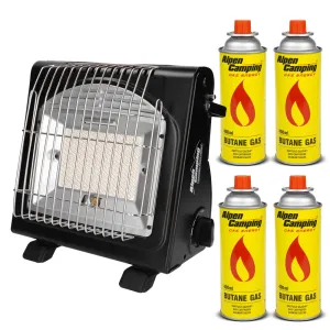 Alpen Camping Portable Gas Stove, 2-in-1 Stove/oven, Gas Consumption 108g/h, Piezo Ignition, IK1100   4 Cartridges