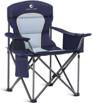 ALPHA CAMP Oversized Camping Folding Chair Heavy Duty Lawn Chair with Cooler Bag