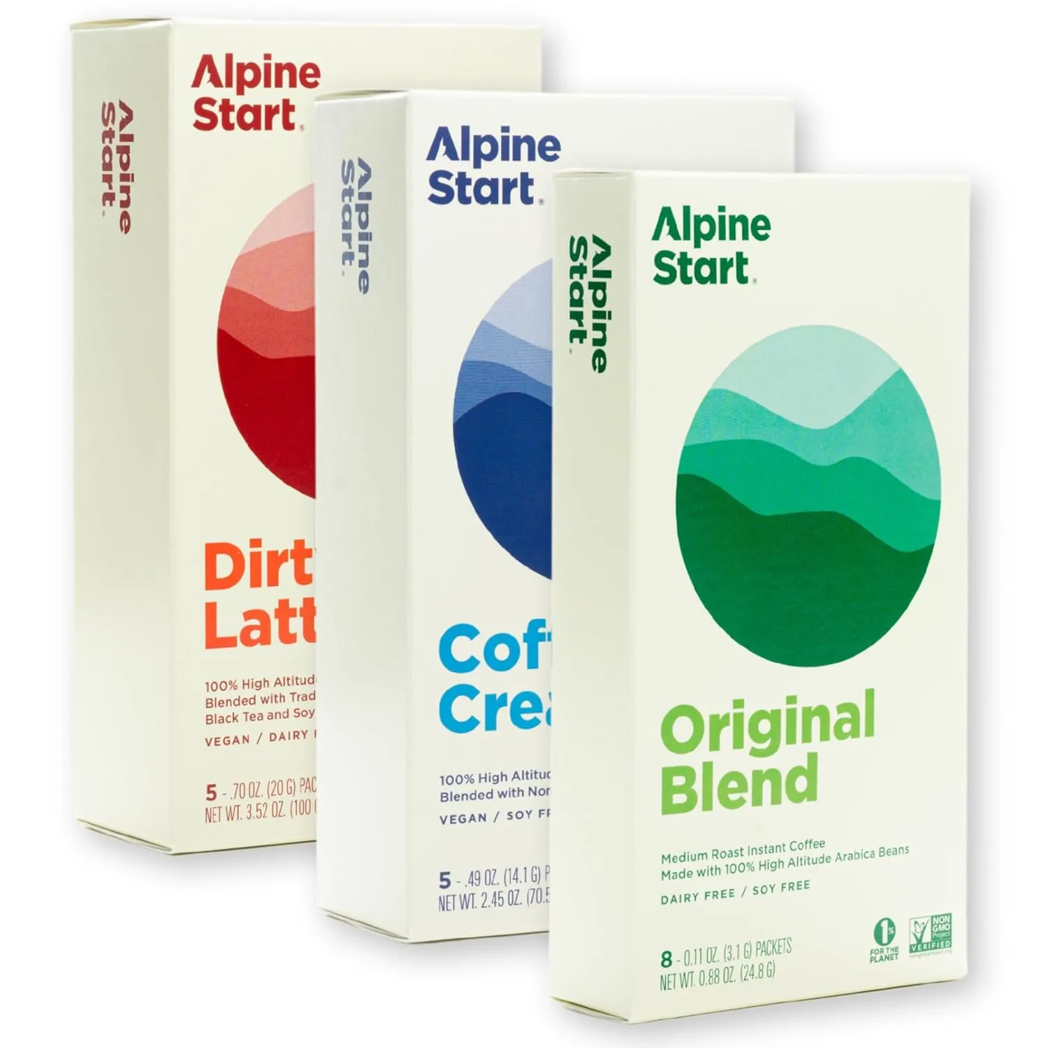 Alpine Start Instant Coffee Packets Single Serve - Medium Roast Original Brew, Coffee Creamer, Chai Latte - Individual Powder Mix from Arabica Beans for Travel, Hiking, Backpacking (Total 18 Sticks)