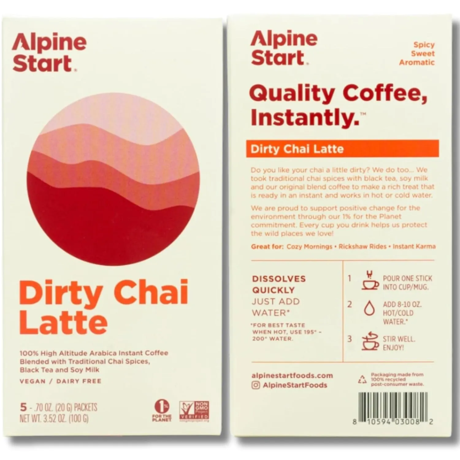 Alpine Start Instant Coffee Packets Single Serve - Medium Roast Original Brew, Coffee Creamer, Chai Latte - Individual Powder Mix from Arabica Beans for Travel, Hiking, Backpacking (Total 18 Sticks)