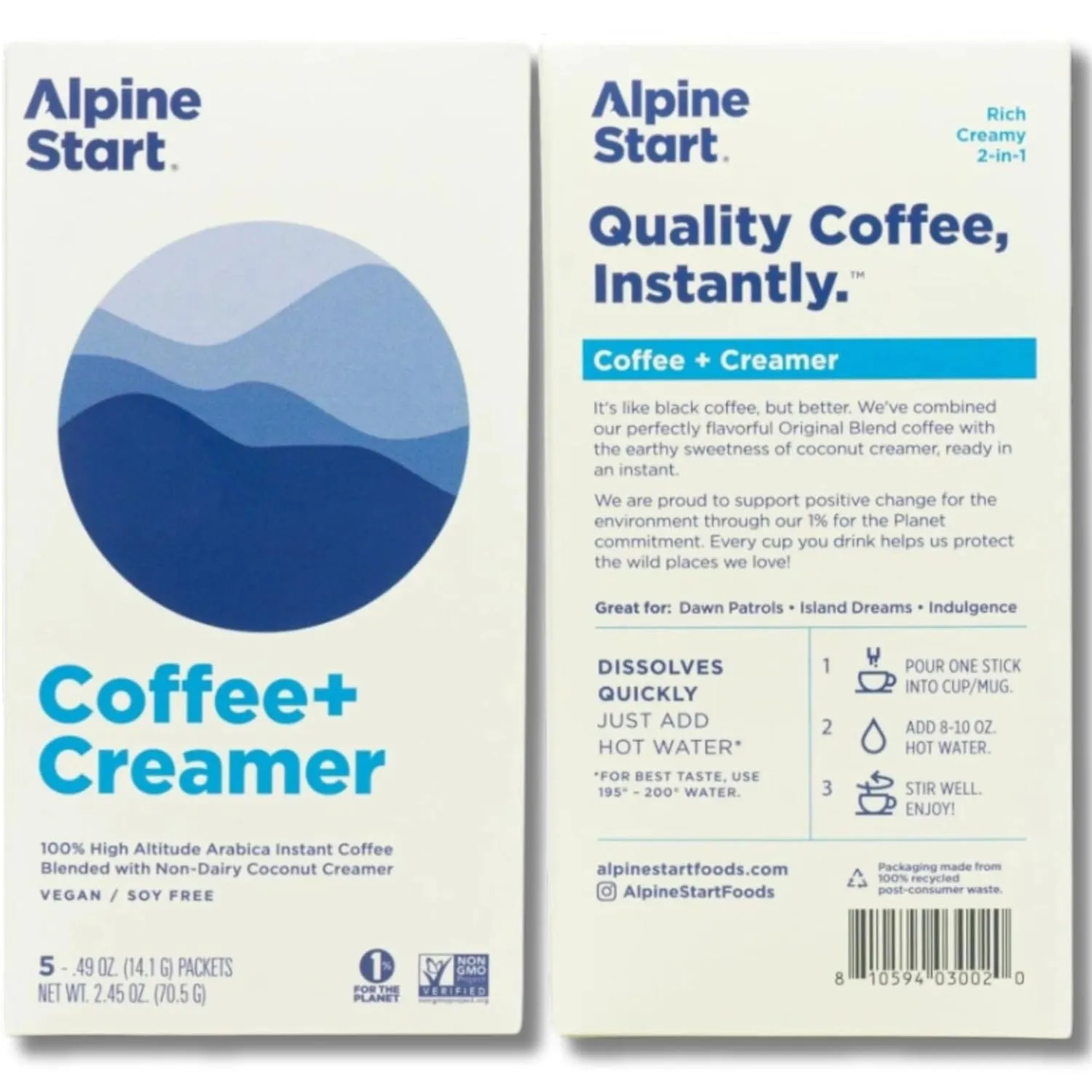 Alpine Start Instant Coffee Packets Single Serve - Medium Roast Original Brew, Coffee Creamer, Chai Latte - Individual Powder Mix from Arabica Beans for Travel, Hiking, Backpacking (Total 18 Sticks)