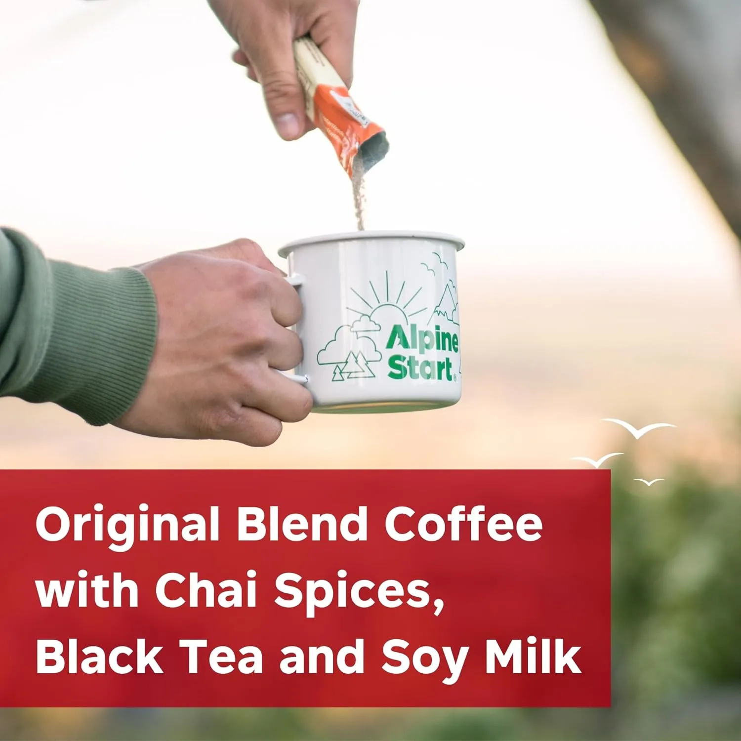 Alpine Start Instant Coffee Packets Single Serve - Medium Roast Original Brew, Coffee Creamer, Chai Latte - Individual Powder Mix from Arabica Beans for Travel, Hiking, Backpacking (Total 18 Sticks)