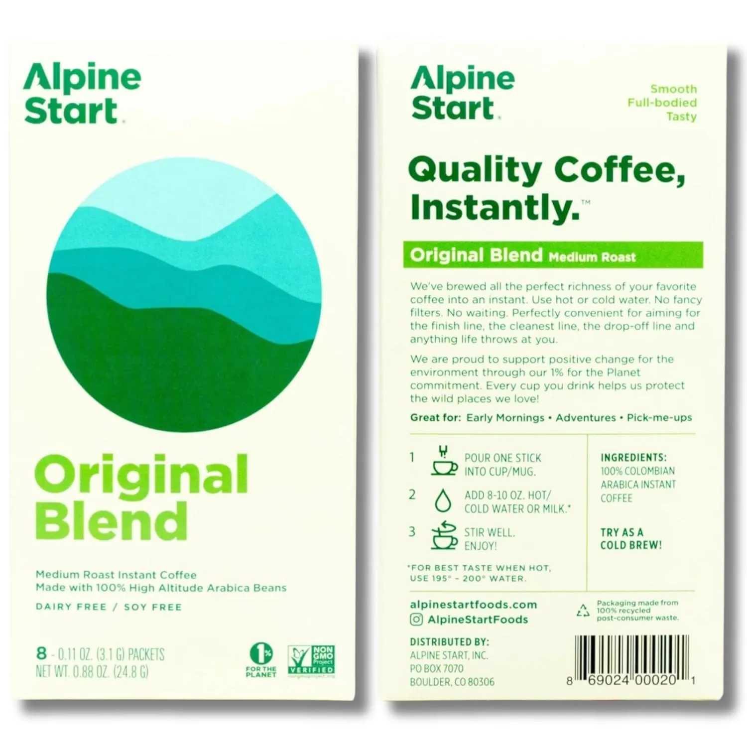 Alpine Start Instant Coffee Packets Single Serve - Medium Roast Original Brew, Coffee Creamer, Chai Latte - Individual Powder Mix from Arabica Beans for Travel, Hiking, Backpacking (Total 18 Sticks)