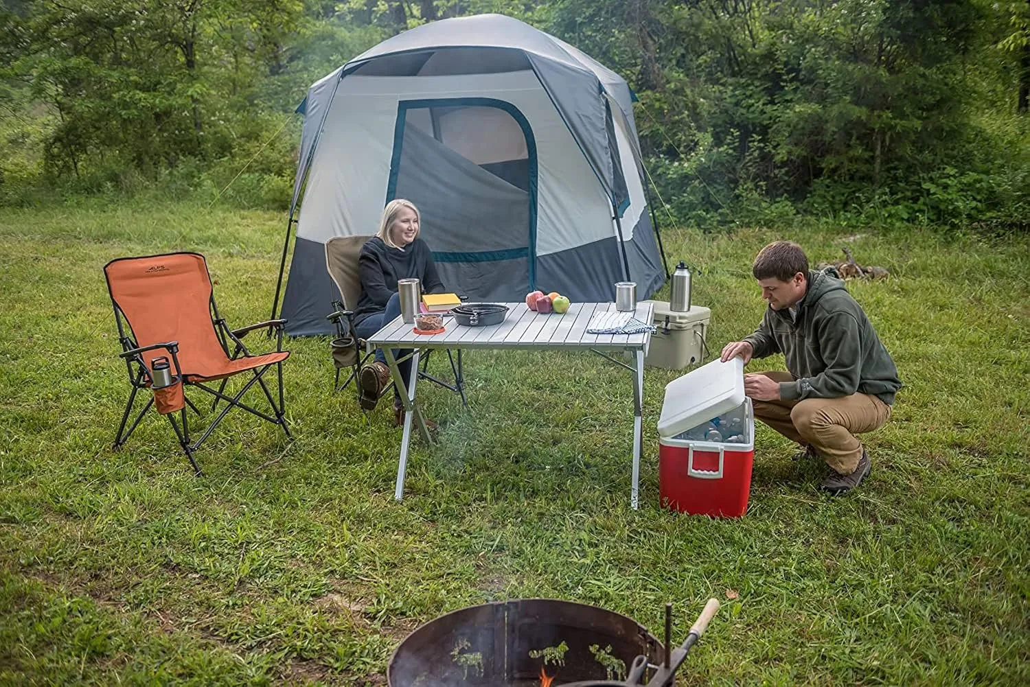 ALPS Mountaineering Folding Camping Table with Smooth Easy-to-Clean Roll Top and Sturdy and Lightweight Aluminum X Frame, Shoulder Carry Bag, 3 Sizes