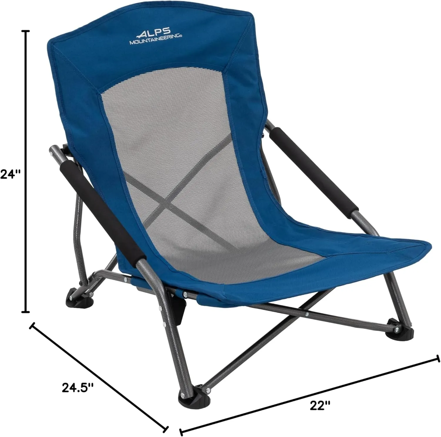 ALPS Mountaineering Rendezvous Low Camping Chairs for Adults with Arms, Cool Mesh Center, Powder Coated Steel Frame, Compact Folding Design and Carry Bag