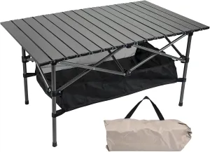 Aluminum Folding Table,Ultralight with Mesh Layer Camping Table,Roll-up Foldable Beach Table,for Indoor,Outdoor,Camping, Beach,Backyard, BBQ, Party, Patio, Picnic(Medium)