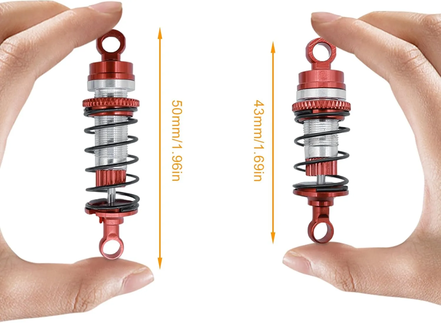 Aluminum Front Rear Shock Absorber Damper for Losi 1/18 Mini-T 2.0, 1/16 Mini-B Shock Absorber Upgrades# LOS213000, LOS213001 Red