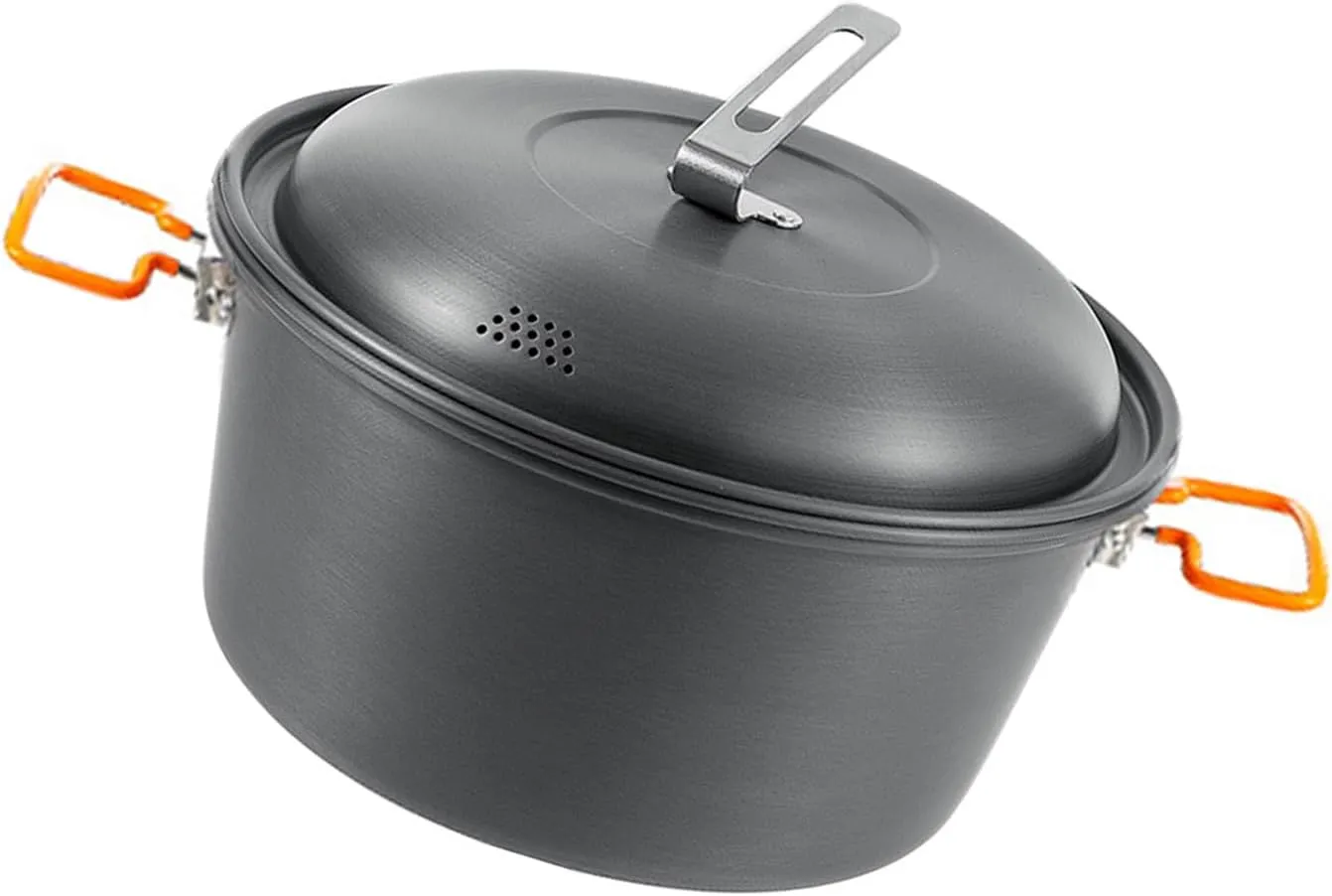 Aluminum Outdoor Camping Pots 4.50L Large Capacity Multifunctional Cooking Pots Cookware For Picnics, Self Driving Tours