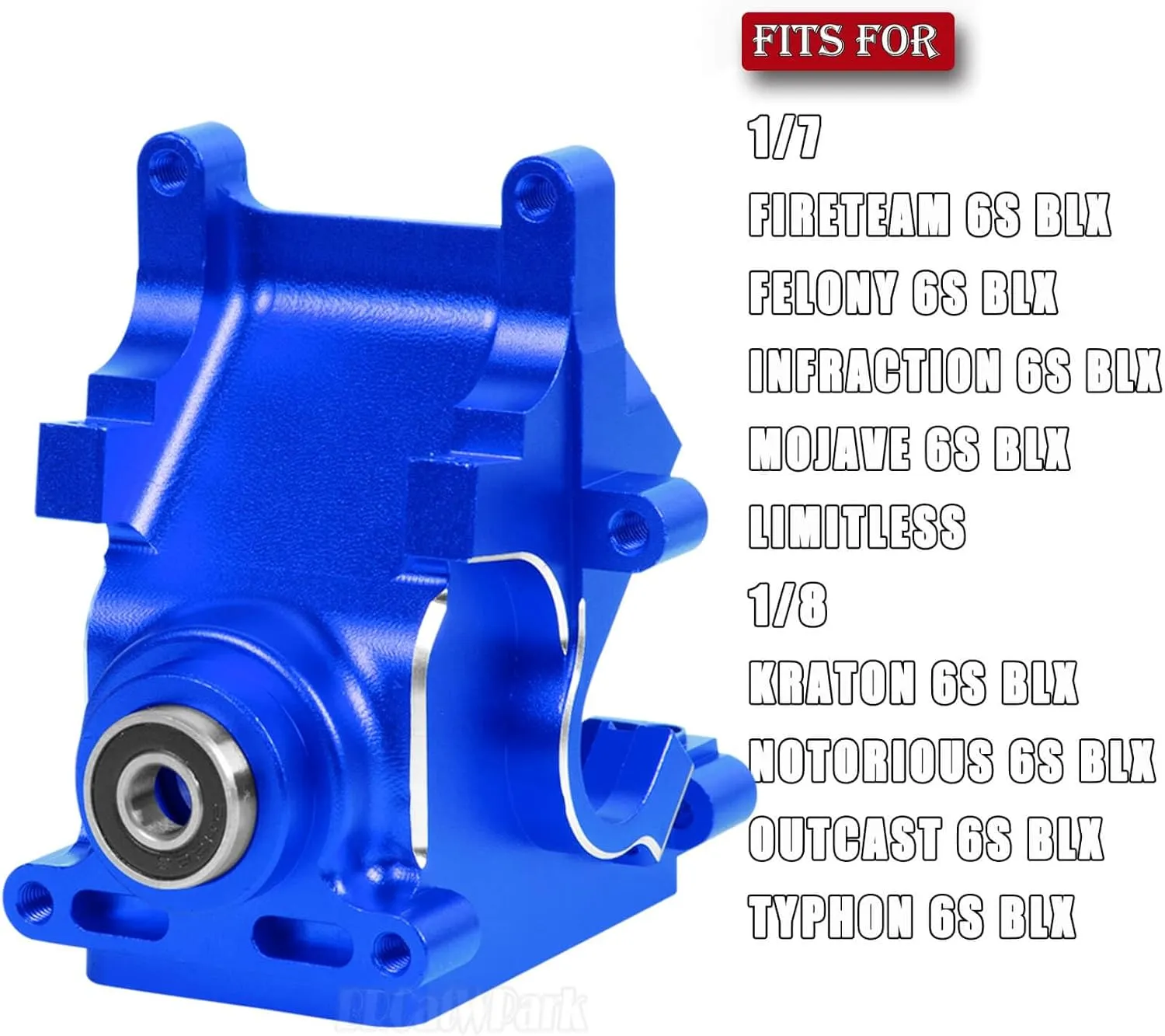 Aluminum RC Gearbox & 43T Differential w/13T Main Gear Upgrades Part for 1/7 Fireteam Felony Infraction Mojave 6s BLX Limitless,1/8 Kraton Notorious Outcast Typhon 6s BLX,Navy Blue