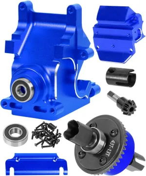 Aluminum RC Gearbox & 43T Differential w/13T Main Gear Upgrades Part for 1/7 Fireteam Felony Infraction Mojave 6s BLX Limitless,1/8 Kraton Notorious Outcast Typhon 6s BLX,Navy Blue