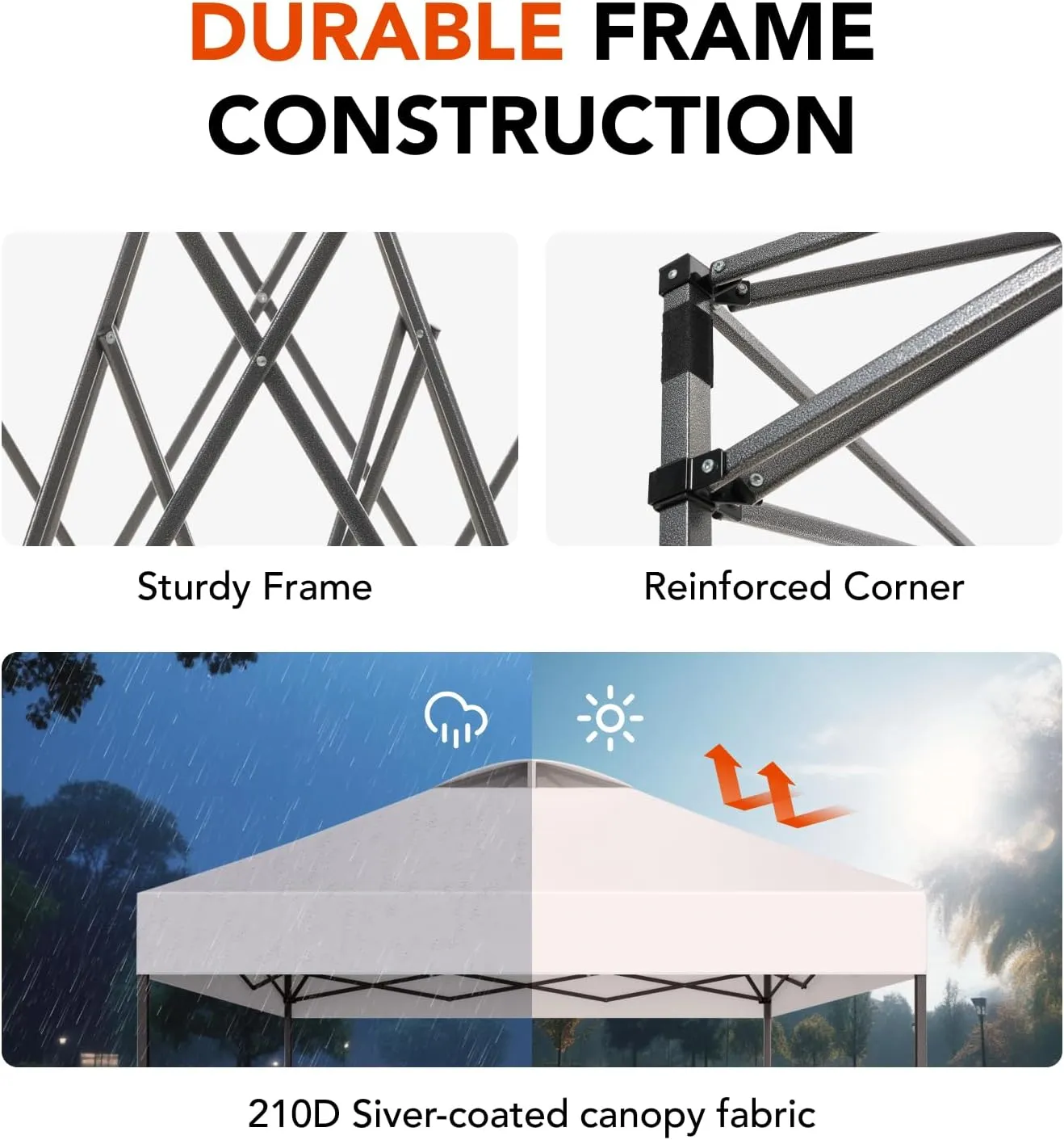 Amada 10x10ft 1-Person Setup Pop Up Canopy Tent - Easy Outdoor Sun Shade for Events, Parties, Camping, Gazebo with Wheel Cover Bag, Beach Tent with 3-Speed Adjustable Height,White