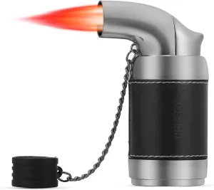 Ambrogio.L Quad Torch Lighter Tabletop Refillable Butane Gas Red Flame Cigar Tobacco Lighter with Cigar Punch,Black