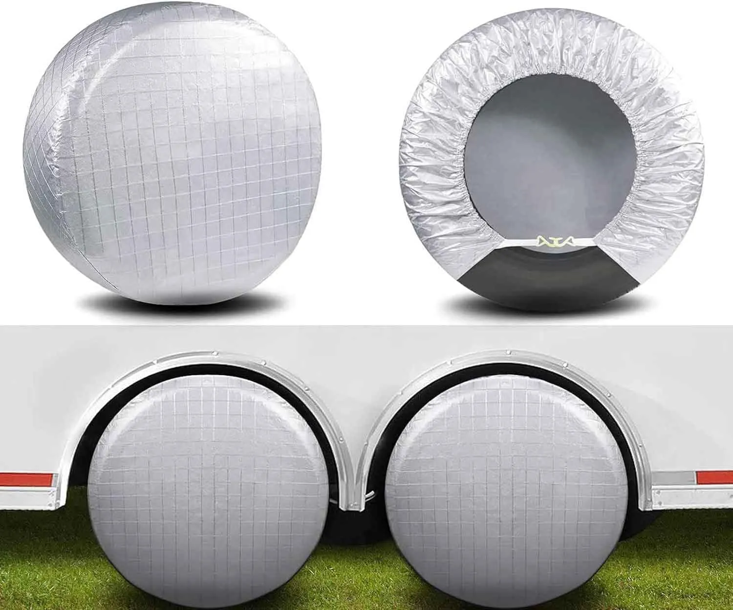 AmFor Tire Covers Set of 4, Waterproof Anti-UV Sun Snow Rain Tire Covers for Trailers, RV, Camper, SUV, Truck, Fit 33-35 inches Tire Diameter