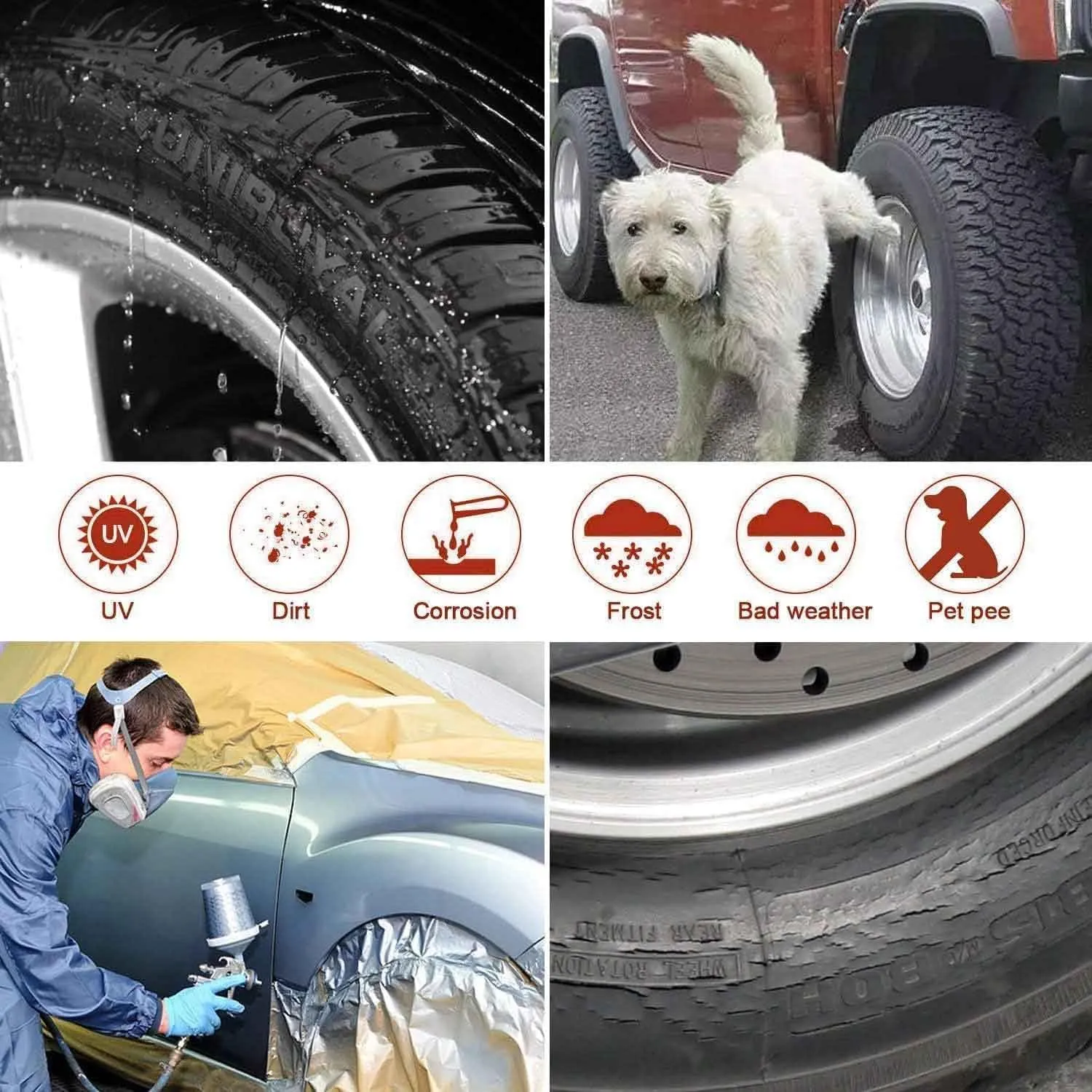 AmFor Tire Covers Set of 4, Waterproof Anti-UV Sun Snow Rain Tire Covers for Trailers, RV, Camper, SUV, Truck, Fit 33-35 inches Tire Diameter
