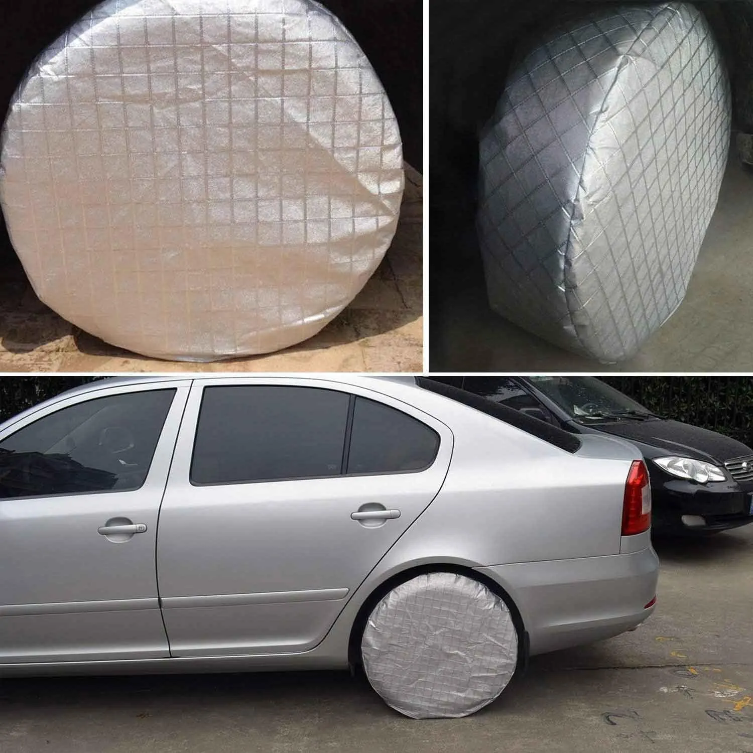 AmFor Tire Covers Set of 4, Waterproof Anti-UV Sun Snow Rain Tire Covers for Trailers, RV, Camper, SUV, Truck, Fit 33-35 inches Tire Diameter