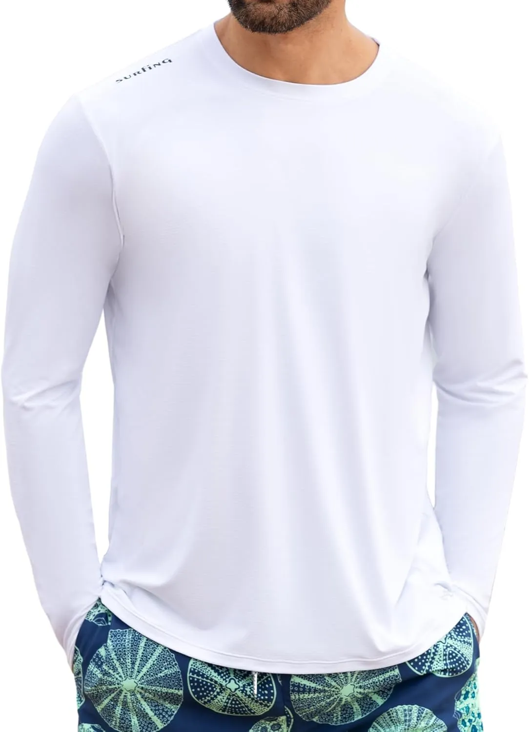 Angel season Men's Rash Guard Shirts UPF 50  Long Sleeve Swim Shirts Quick Dry UV Sun Protection Lightweight