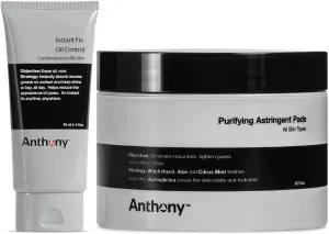 Anthony Purifying Astringent Toner Pads, 60 Count, and Anthony Instant Fix Oil Control, 3 Fl Oz