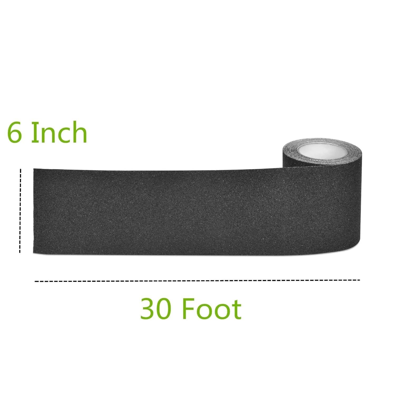 Anti Slip Tape, 6" × 30 Feet, Stair Non Slip Stair Treads for Wooden Steps, Grip Tape for Stairs, 80 Grit, Strong Abrasive Adhesive for Indoor & Outdoor (Black)
