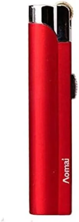 Aomai Slim Metal Jet Torch Flame Lighter Grinding Flint Butane Gas Windproof Cigarette Lighter - Red