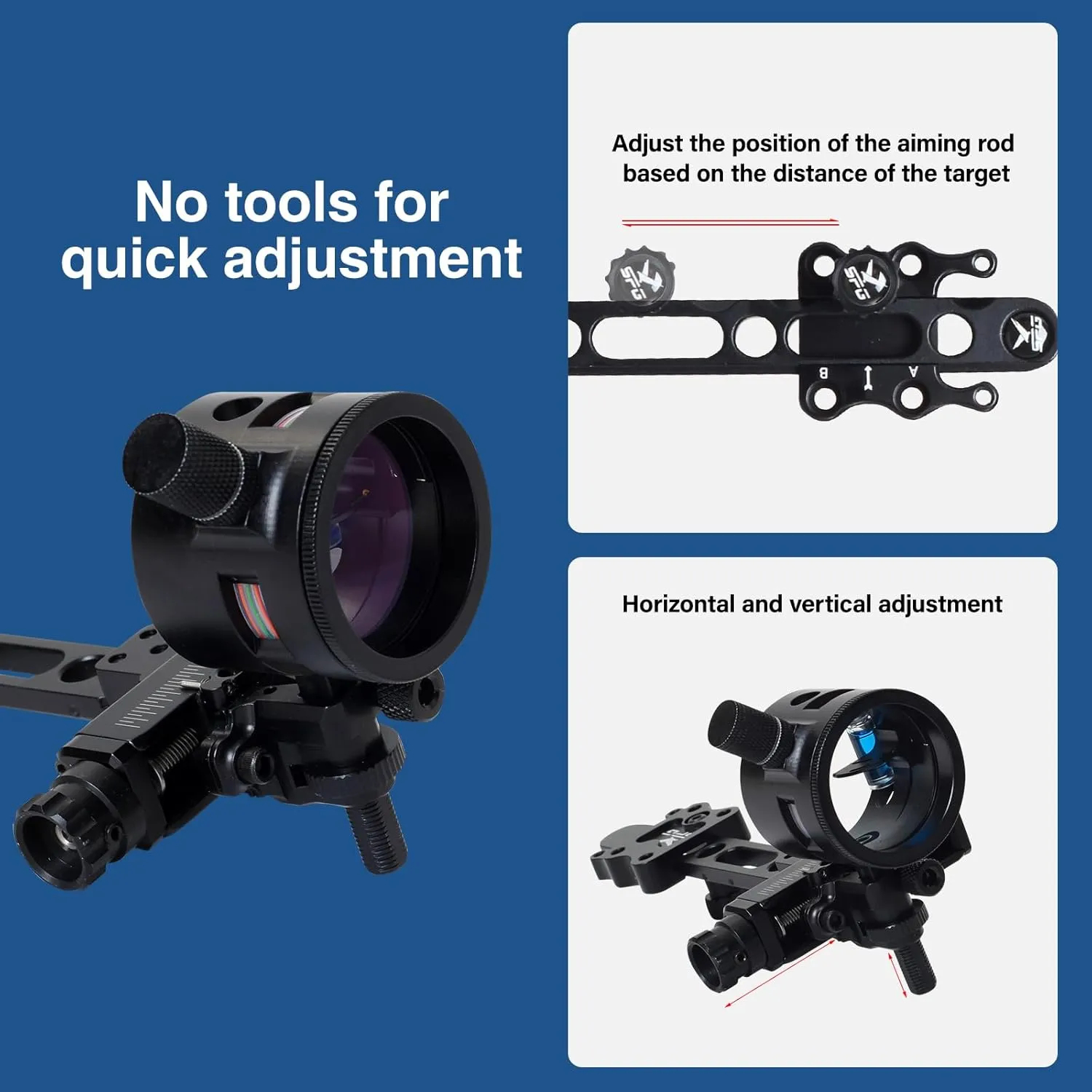 Archery Compound Bow Sights - 1 pin or 5 pins Bow Sight Right Hand No Tools for Quick Adjustment for Outdoor Hunting