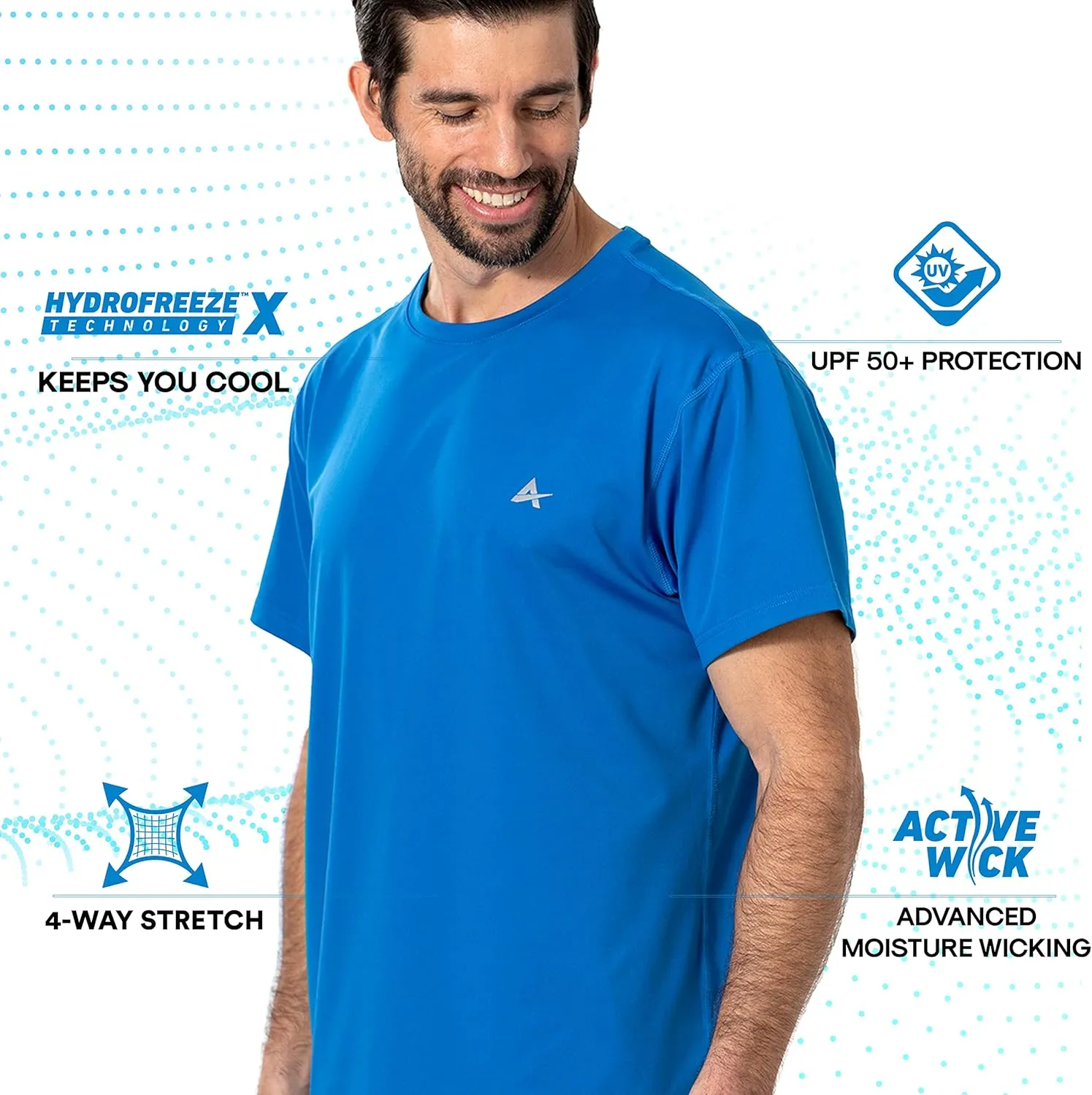Arctic Cool Men’s Crew Neck Instant Cooling Moisture Wicking Performance UPF 50  Short Sleeve Workout Shirt