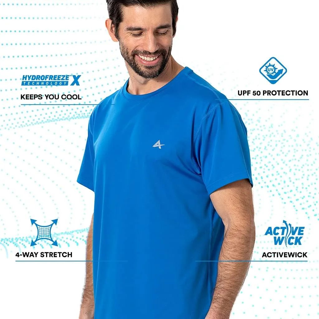 Arctic Cool Men’s Crew Neck Instant Cooling Moisture Wicking Performance UPF 50  Short Sleeve Workout Shirt