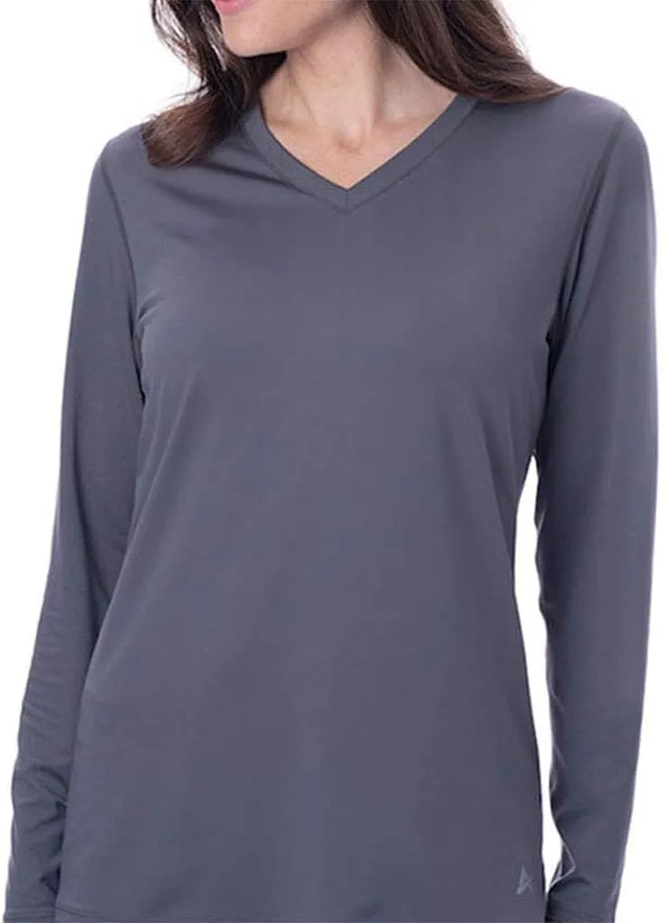 Arctic Cool Women's V-Neck Instant Cooling Moisture Wicking Performance UPF 50  Long Sleeve Sun Protection Shirt