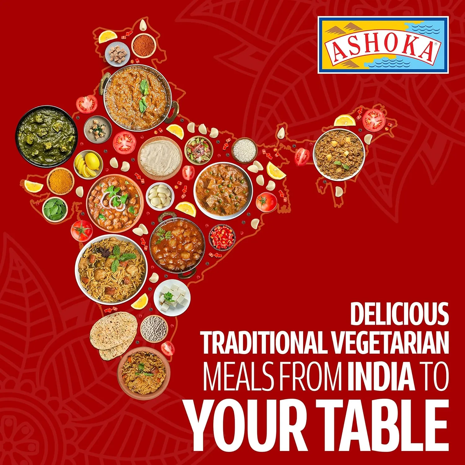 Ashoka Microwaveable Entrees 1932, Vegetarian Sampler Kit, Heat & Serve Meal Pack, Kosher Certified Variety Pack, Authentic Indian Cuisine, Instant Meals, Gluten-Free with No Preservatives, Pack of 5