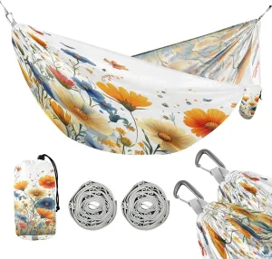 ATTX Colorful Herbs and Flowers Camping Hammock - Lightweight & Portable Hammocks, Heavy Duty 330lbs Capacity for Indoor, Hiking, Backpacking, Travel, Backyard, Beach#364