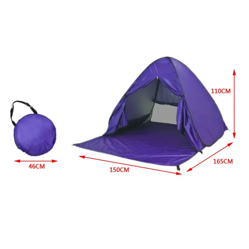 Automatic Instant Pop Up Tent Potable Beach Tent Outdoor Waterproof UV Protection Camping Fishing Tent（With door curtain）