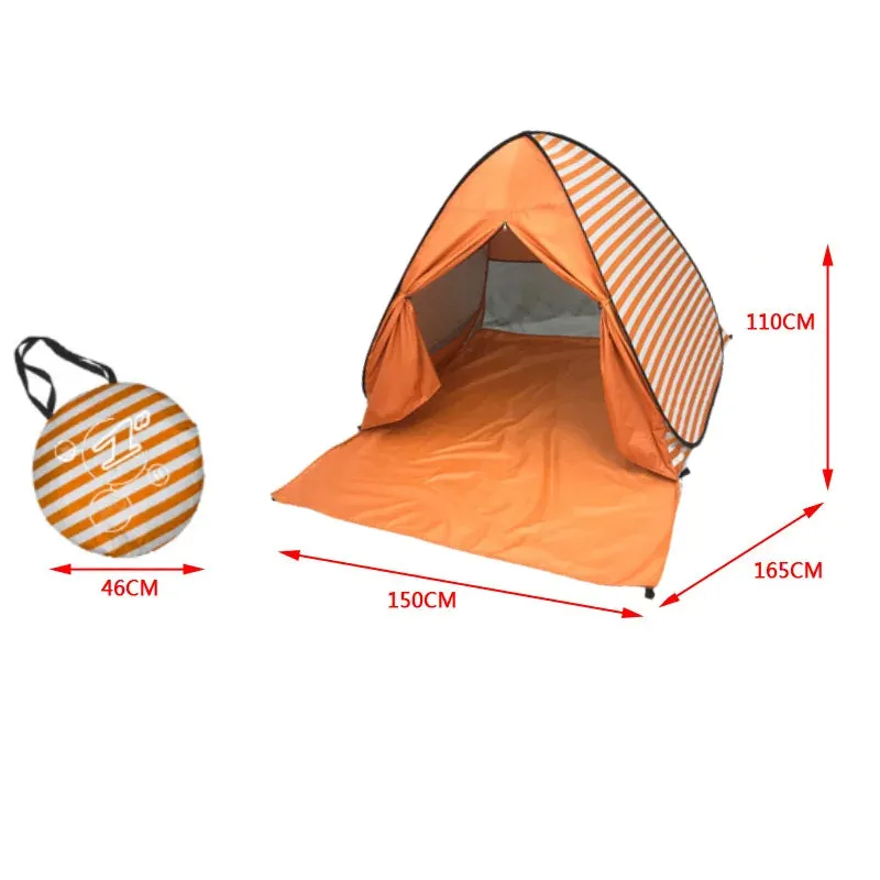 Automatic Instant Pop Up Tent Potable Beach Tent Outdoor Waterproof UV Protection Camping Fishing Tent（With door curtain）
