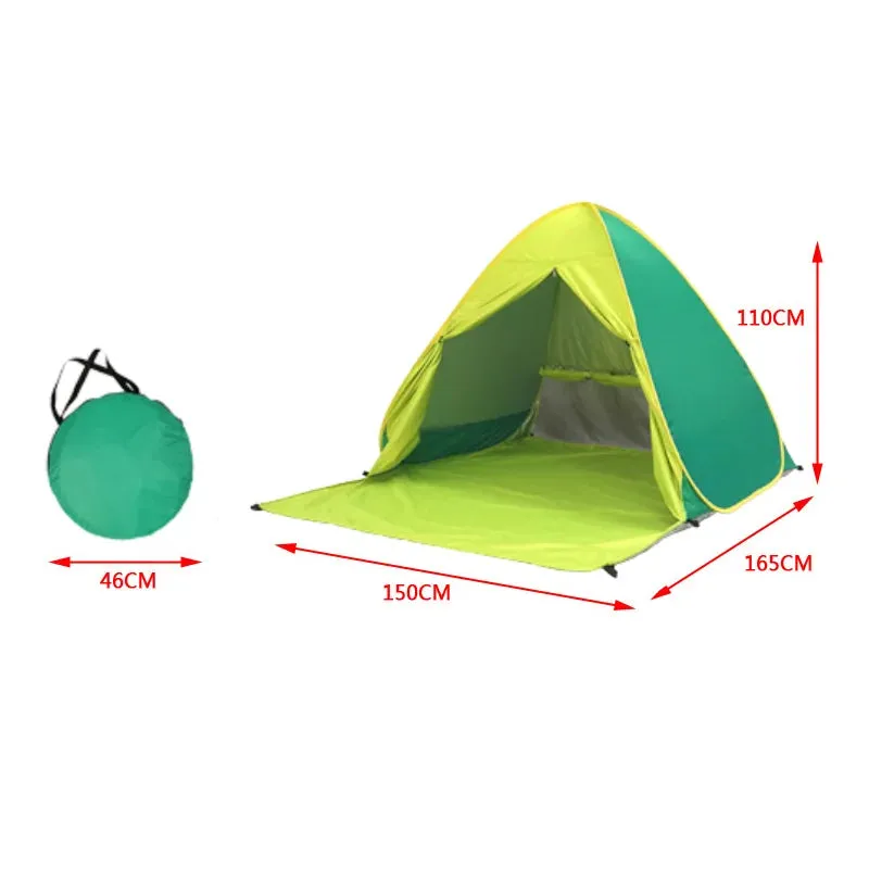 Automatic Instant Pop Up Tent Potable Beach Tent Outdoor Waterproof UV Protection Camping Fishing Tent（With door curtain）