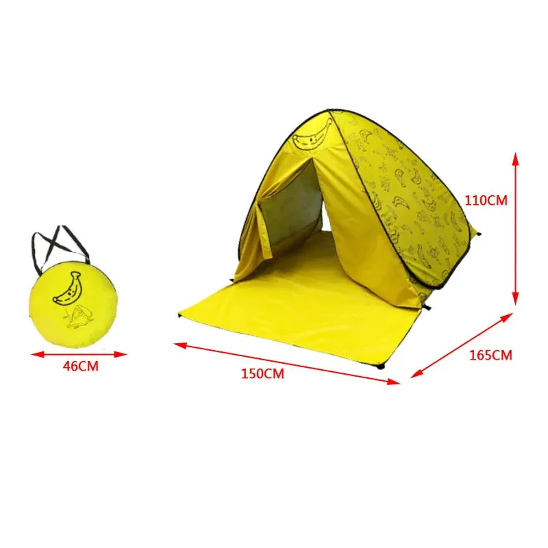 Automatic Instant Pop Up Tent Potable Beach Tent Outdoor Waterproof UV Protection Camping Fishing Tent（With door curtain）