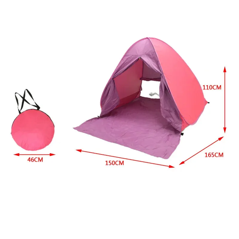 Automatic Instant Pop Up Tent Potable Beach Tent Outdoor Waterproof UV Protection Camping Fishing Tent（With door curtain）