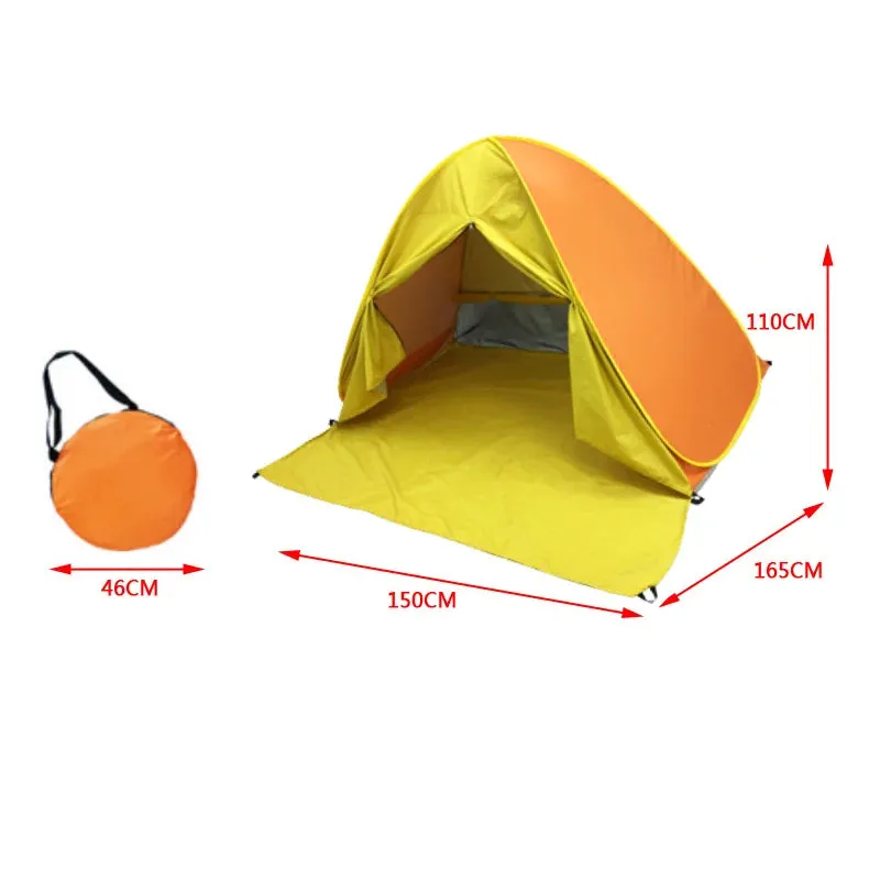 Automatic Instant Pop Up Tent Potable Beach Tent Outdoor Waterproof UV Protection Camping Fishing Tent（With door curtain）